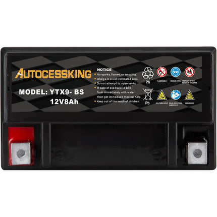 YTX9-BS ATV Motorcycle Battery, 12v 8ah Sealed AGM Rechargeable Motorcycle Batteries, YTX9 BS  Lead Acid Replacement Battery For Honda YUASA Yamaha, Maintenance Free High Performance SLA Battery