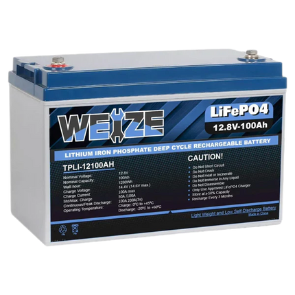 WEIZE 12V 100Ah 1280Wh Lithium Battery, Group 31 Deep Cycle LiFePO4 Battery