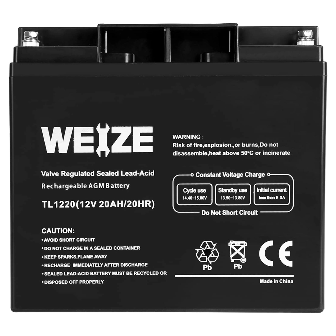 WEIZE 12V 20AH Lead Acid Battery Replace UB12200 FM12200 6fm20 EXP12200 12V 20AH 22AH Batteries WEIZE