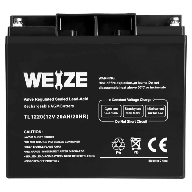 WEIZE 12V 20AH Lead Acid Battery Replace UB12200 FM12200 6fm20 EXP12200 12V 20AH 22AH Batteries WEIZE