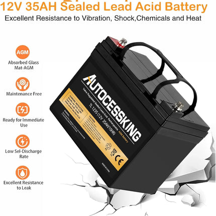 12V 35AH Deep Cycle Battery, Rechargeable Sealed Lead Acid (SLA) AGM Battery Replacement for Electric Scooter, Wheelchair