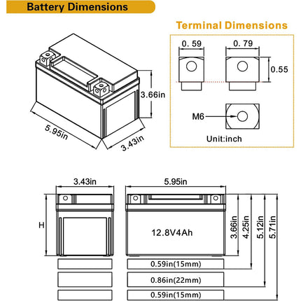 YTX9-BS 12v Lifepo4 Lithium Battery,12 4ah volt Lithium battery, Travel Trailer Battery