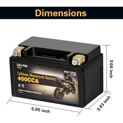 YTX9-BS 12v Lifepo4 Lithium Battery,12 4ah volt Lithium battery, Travel Trailer Battery