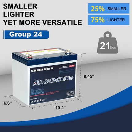 12v 100ah Lifepo4 Lithium Battery,12 Volt Lithium Group Size 24 Battery, Travel Trailer Battery