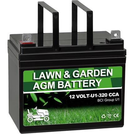 Lawn Mower Tractor Battery, 12v Lawn and Garden Tractor Battery, AGM Powered Lawnmower Batteries 12 Volt, 320 cca Mower Battery, U1 Generator Battery for John Deere Toro Cub Cadet and Craftsman