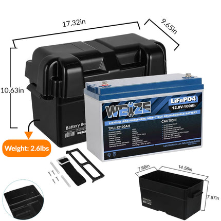 WEIZE 12V 100Ah 1280Wh Lithium Battery, Group 31 Deep Cycle LiFePO4 Battery (2-PACK) WEIZE