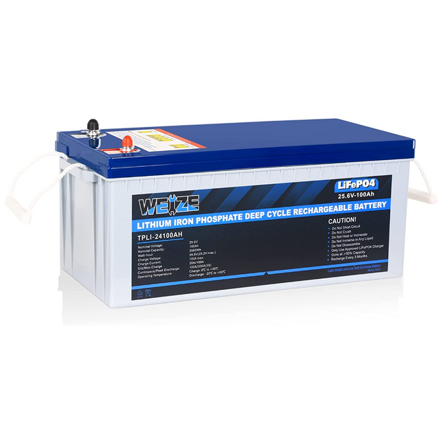 WEIZE 24V Lithium Battery, Deep Cycle LiFePO4 Battery Perfect for Home Backup, RV, Camping WEIZE