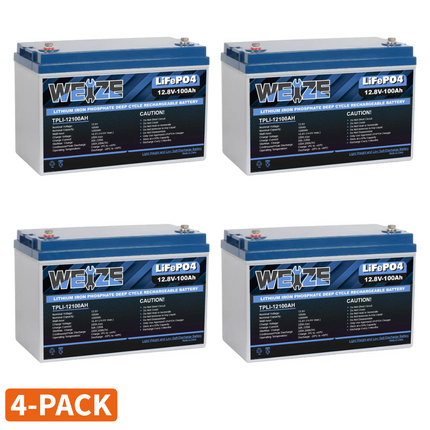 WEIZE 12V 100Ah 1280Wh Lithium Battery, Group 31 Deep Cycle LiFePO4 Battery (2-PACK) WEIZE