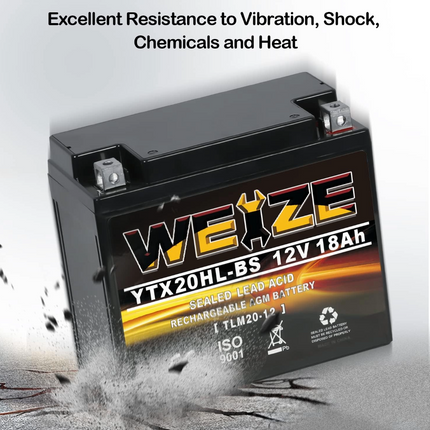 Weize YTX20HL-BS 12V 18Ah High Performance-Maintenance Free-Sealed AGM ETX20HL BS Motorcycle Battery WEIZE