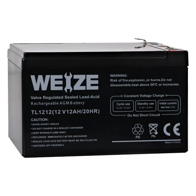 12 Volt 12AH SLA Rechargeable Battery Replace UB12120, EXP1212, 6FM12, LHR12-12, GPS12-12, F2 (2-PACK) WEIZE