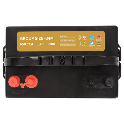 Weize 12V 55AH Dual Purpose AGM Battery, 650CCA BCI Group 34M Starter & Deep Cycle Sealed Marine & RV Battery WEIZE