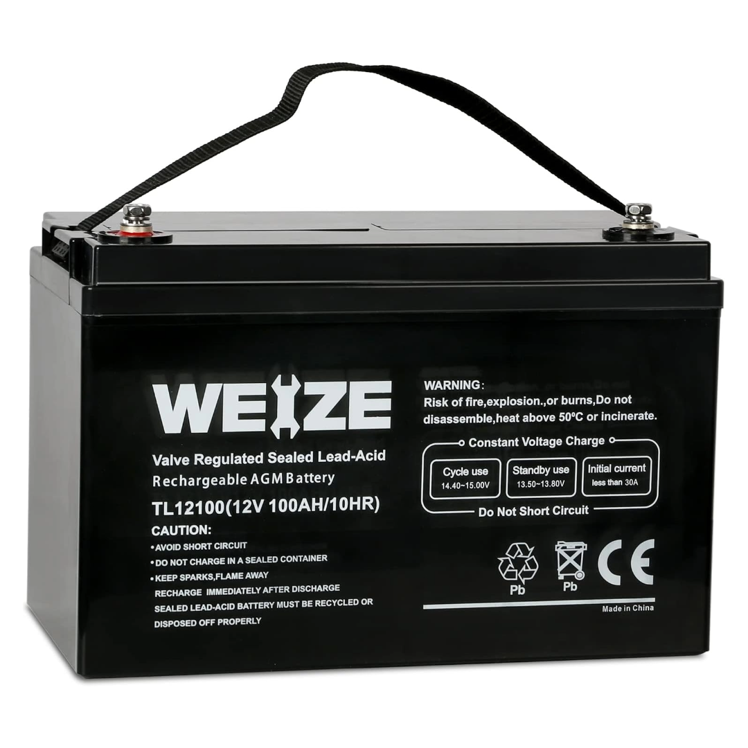 WEIZE AGM Battery, Deep Cycle Lead Acid Battery for RV, Solar, Camping, Cabin, Marine and Off-Grid System WEIZE